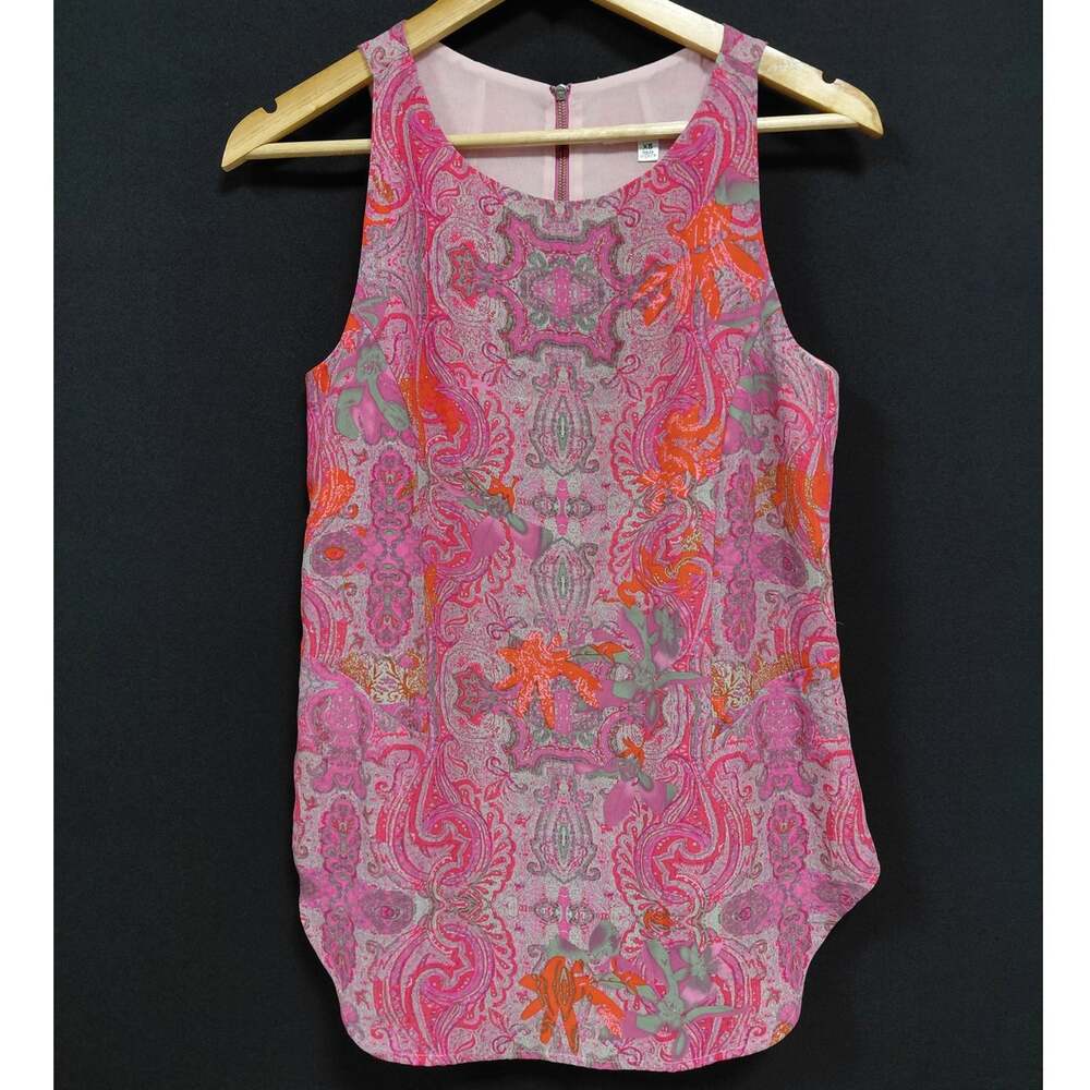 Cabi 127 Style Paisley Tank Top Pink Sleeveless Lightweight Women Size XS